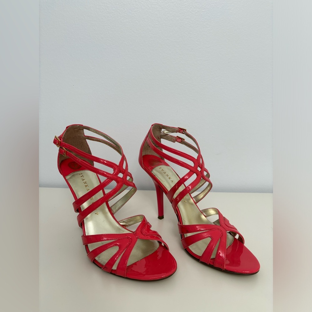 Ivanka Trump Women’s Patent Leather Sandals in Pink Coral Color Size 8